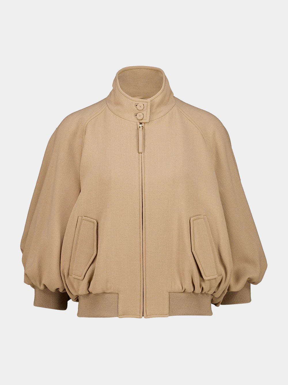 Camel Aluin Cropped Zipped Wool Jacket