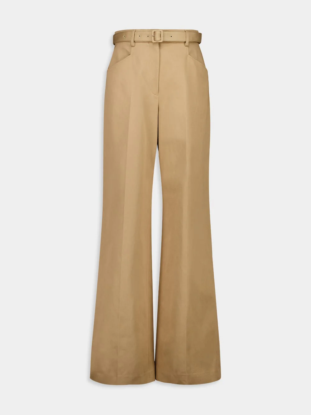 Camel Norman Wide-Leg Cotton Trousers