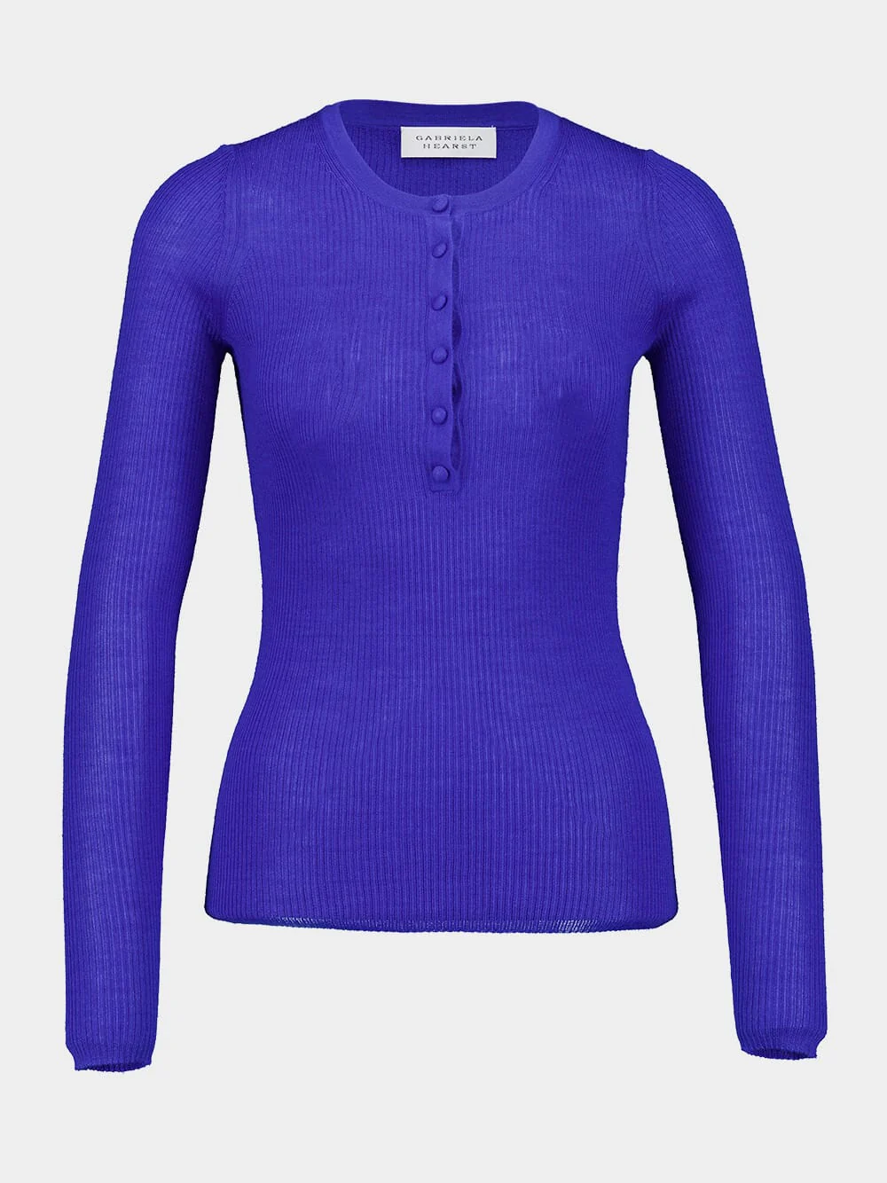 Sapphire Cashmere-Silk Henley Top