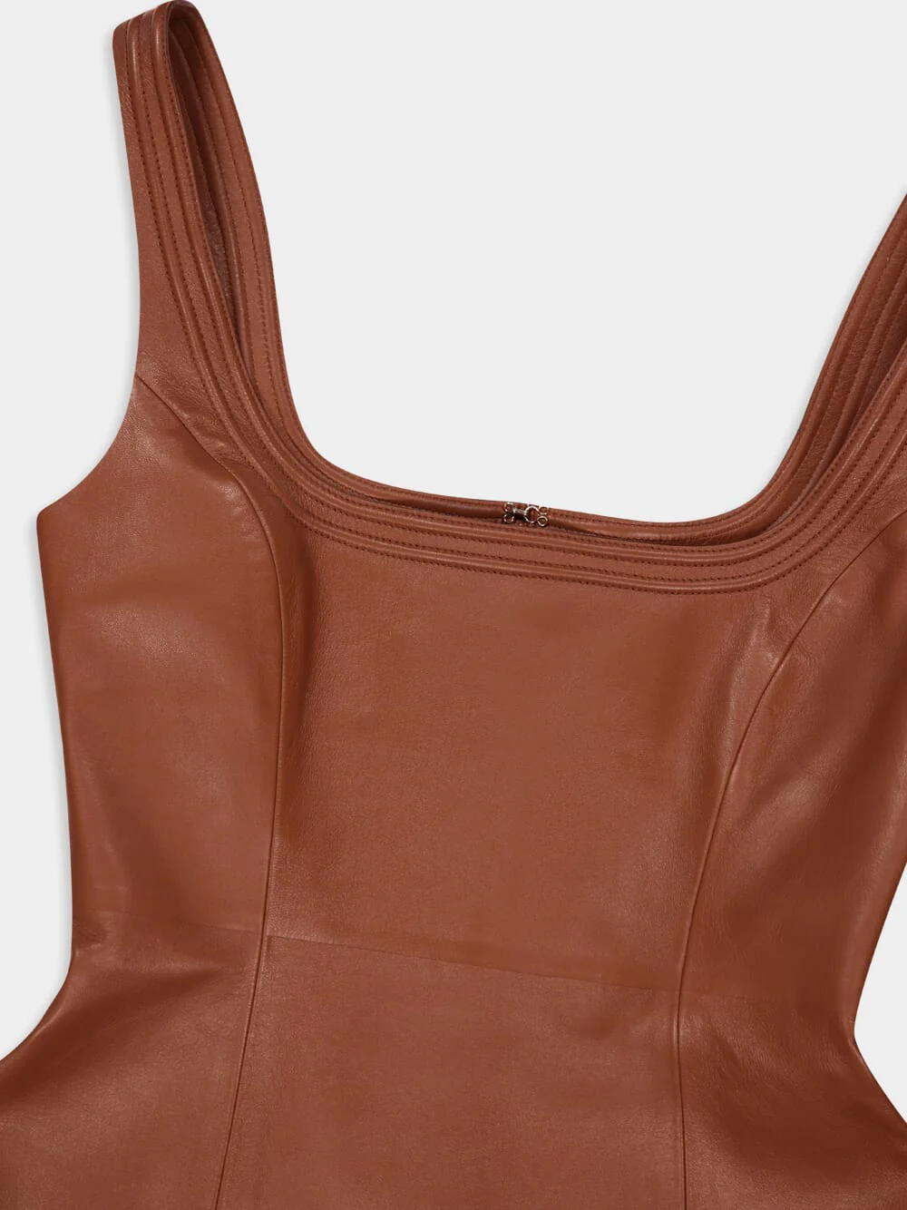 Cognac Adaline Leather Midi Dress - Image 3