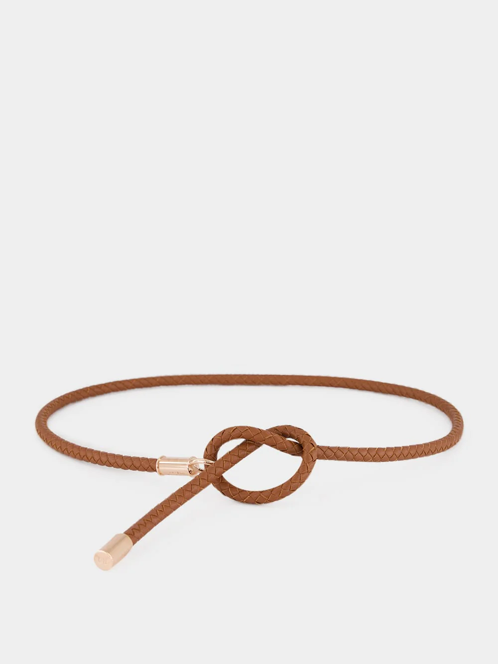 Cognac Braided Leather Rope Belt