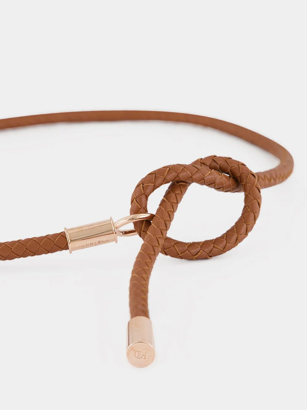 Cognac Braided Leather Rope Belt - Image 3