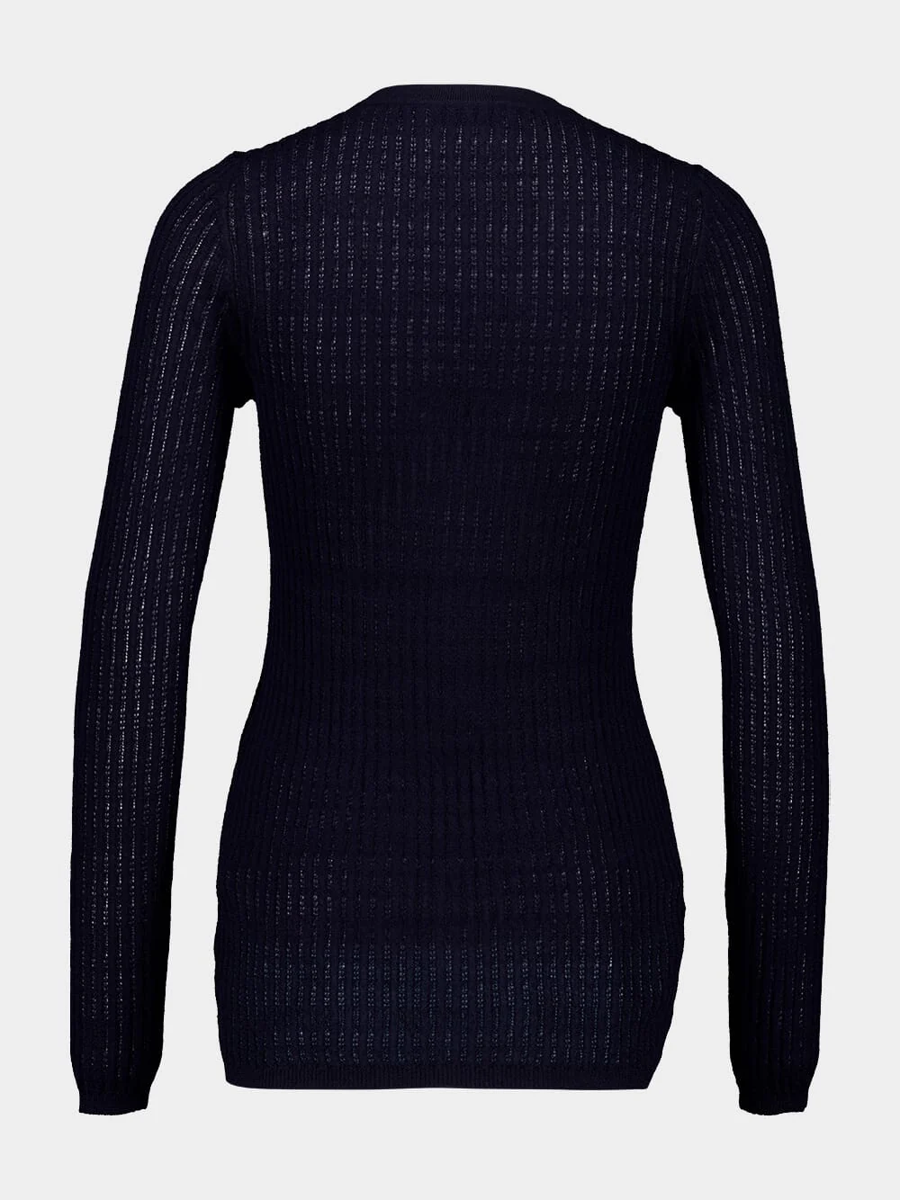 Dark Navy Emma Pointelle Knit Cardigan - Image 3