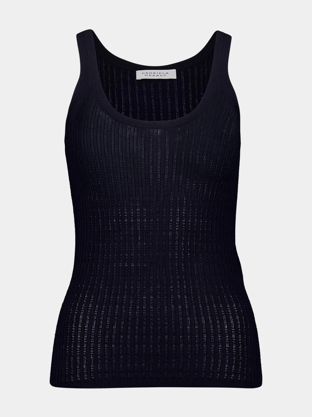 Dark Navy Nevin Pointelle Knit Tank Top