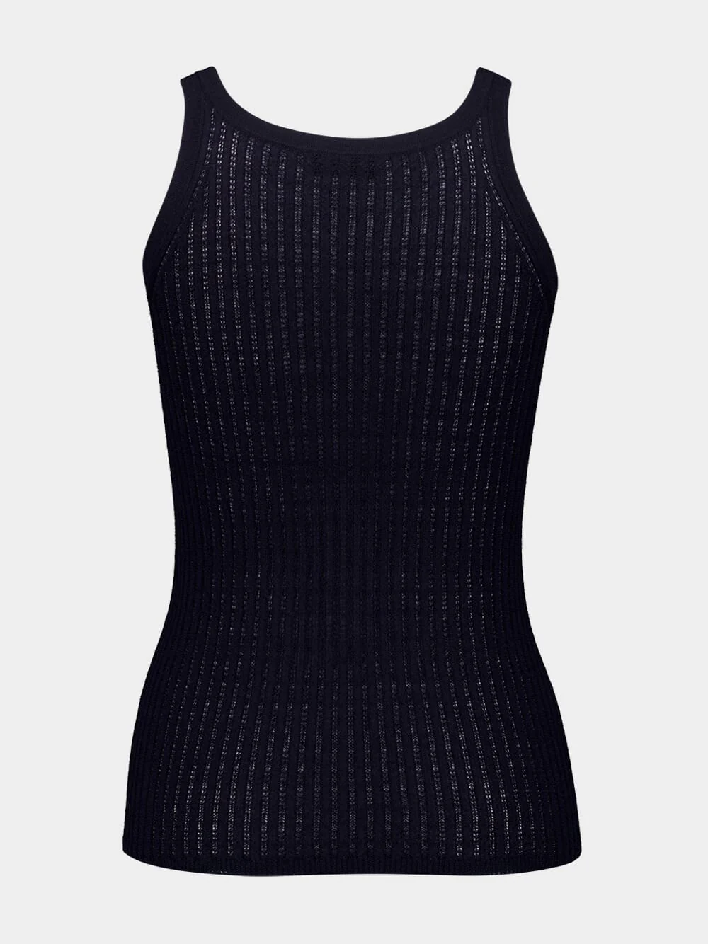 Dark Navy Nevin Pointelle Knit Tank Top - Image 2
