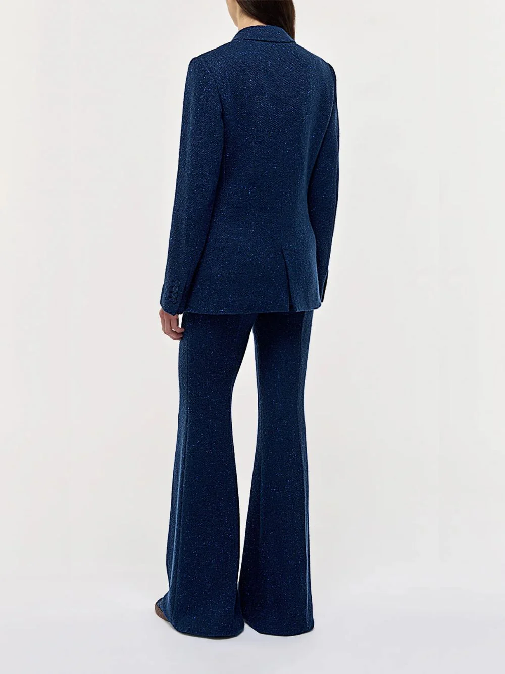 Electric Navy Speckled Cashmere Flare Pants - Image 4