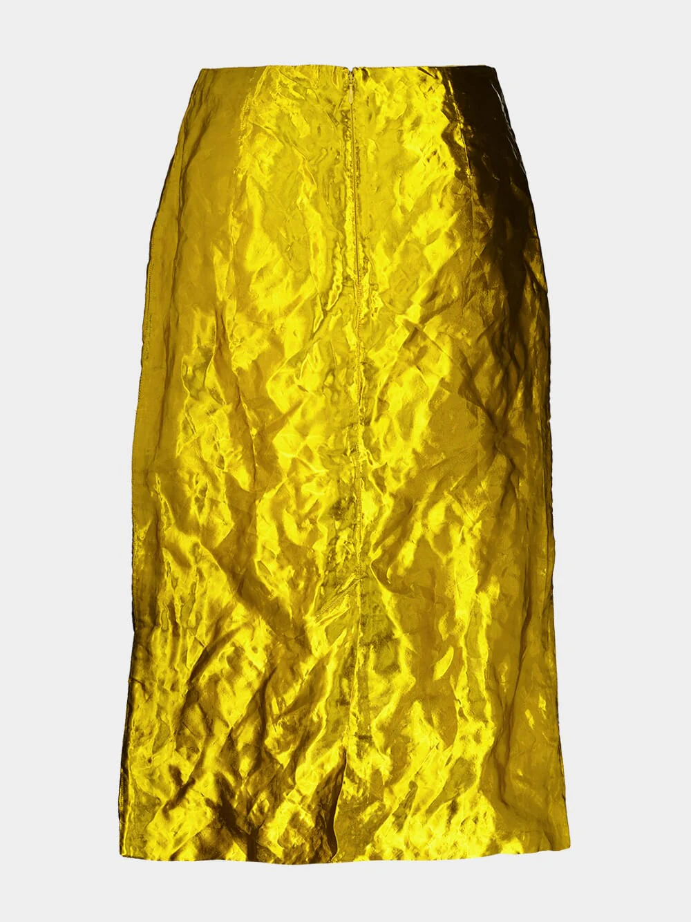 Gold Manuela Midi Skirt in Metallic Silk - Image 10