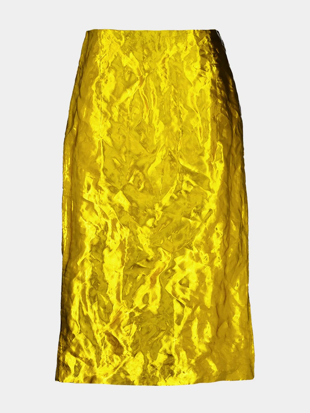 Gold Manuela Midi Skirt in Metallic Silk - Image 8