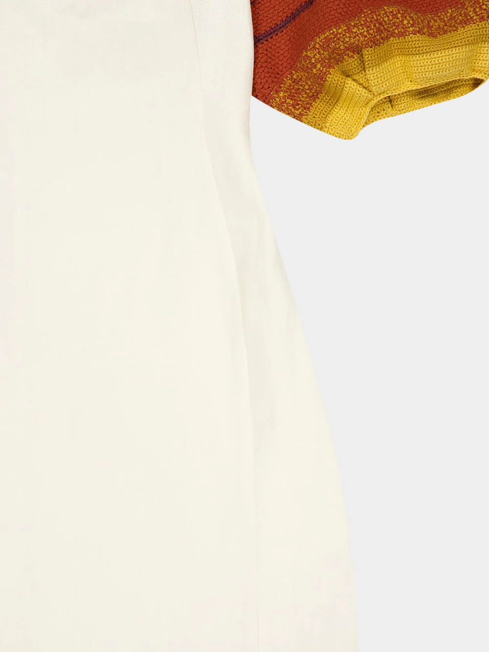 Ivory Nomo Crochet Puff Sleeve Linen Maxi Dress - Image 4