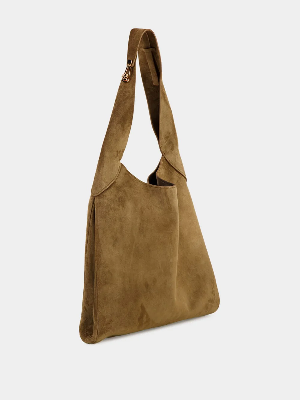 Large Dark Sand Suede Hobo Tote Bag - Image 2