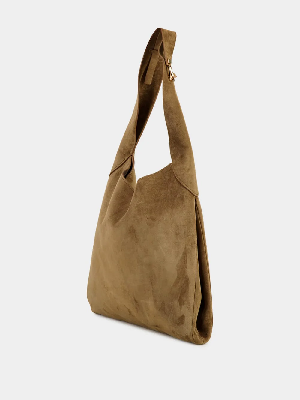 Large Dark Sand Suede Hobo Tote Bag - Image 4