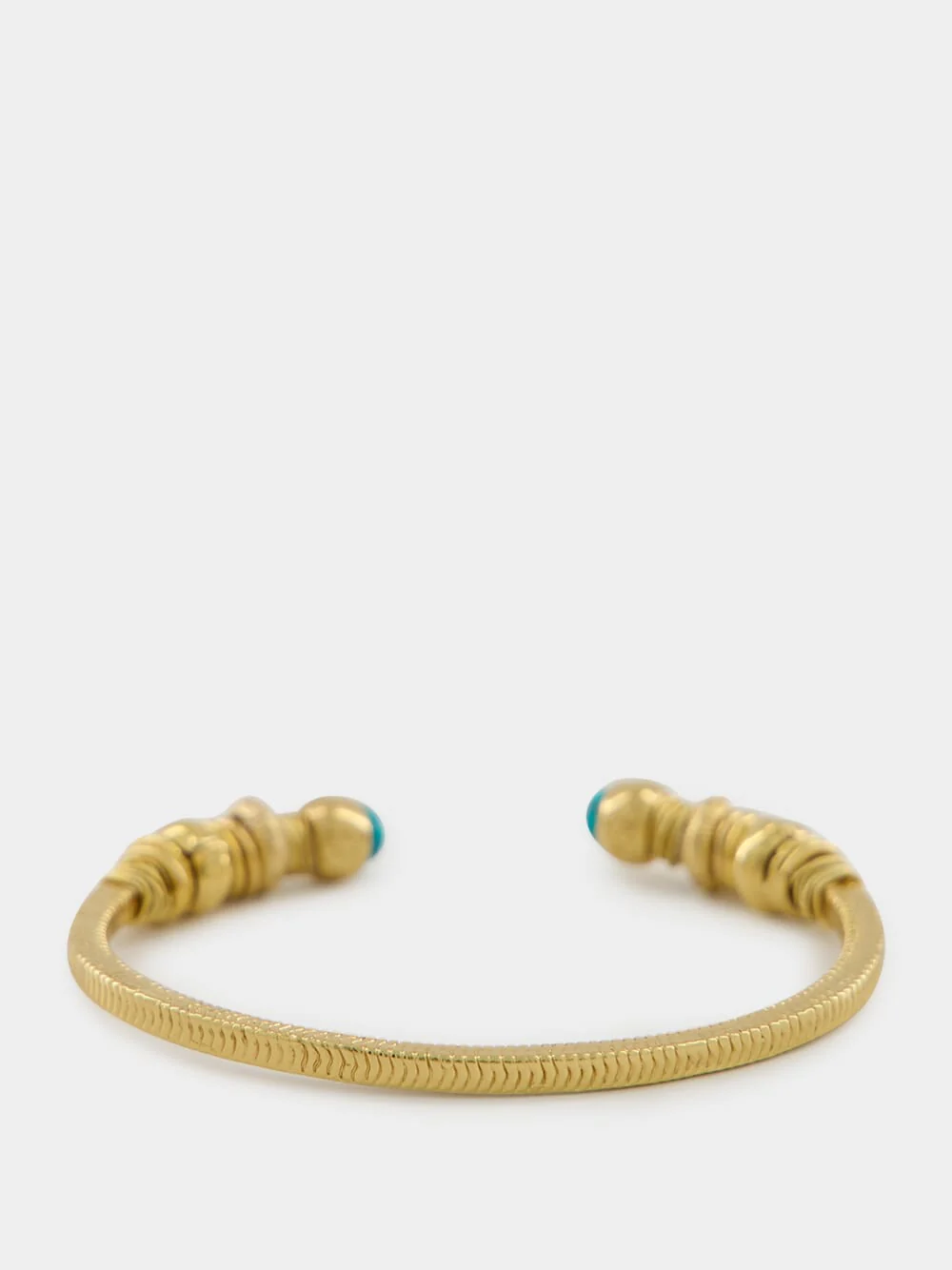 Gold and Turquoise Sari Open Bangle - Image 2