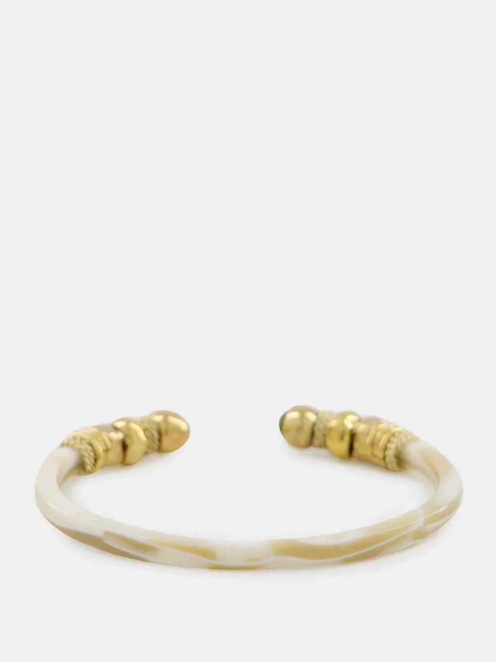 Gold and White Sari Open Bangle - Image 2