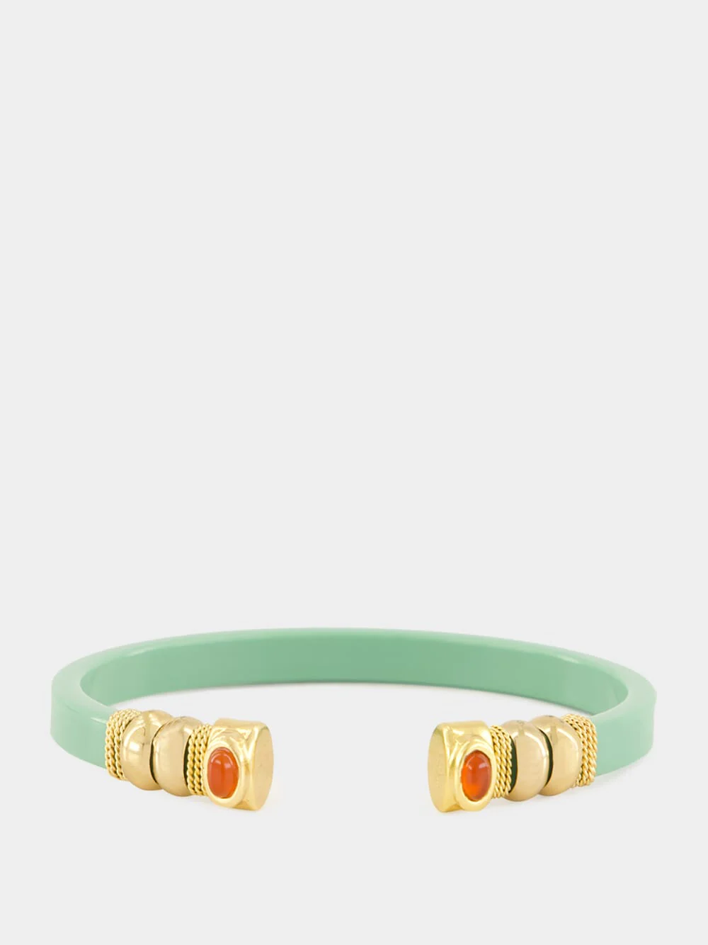 Green Sarina Open Bangle with Semi-Precious Stones