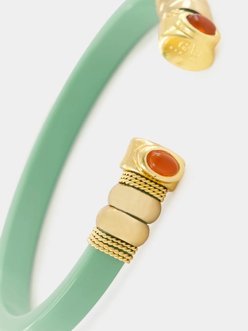 Green Sarina Open Bangle with Semi-Precious Stones - Image 3
