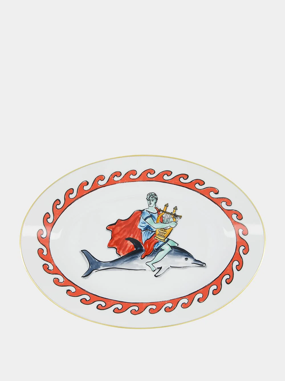 Il Viaggio Di Nettuno Dolphin White Large Oval Platter