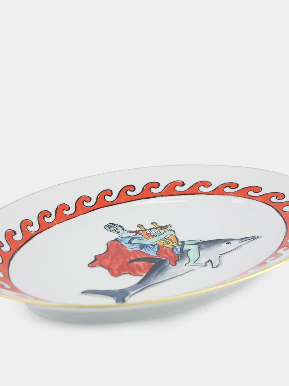 Il Viaggio Di Nettuno Dolphin White Large Oval Platter - Image 4