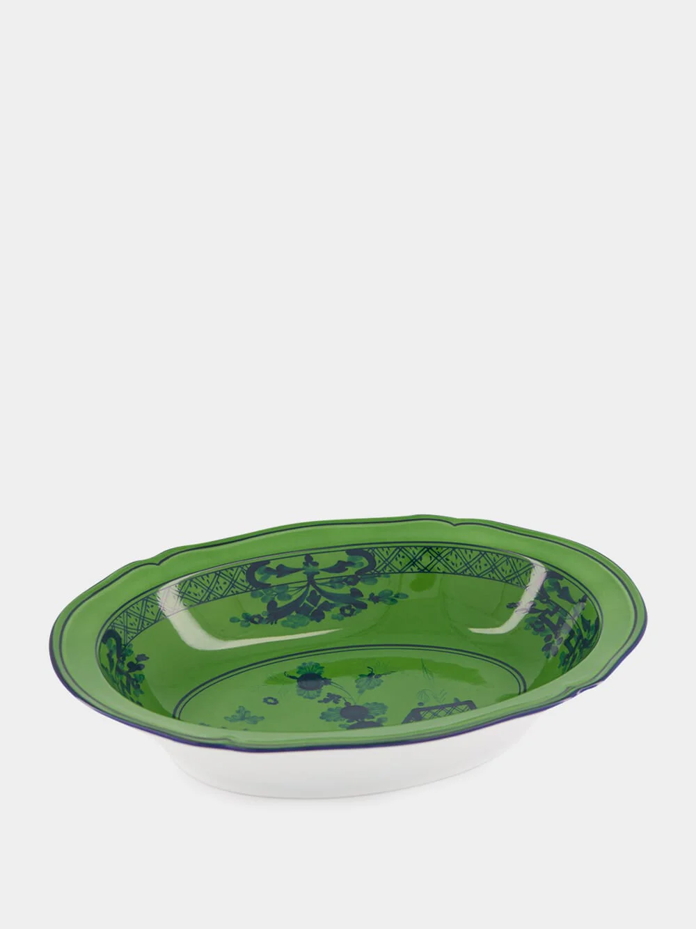 Malachite Oriente Italiano Oval Porcelain Bowl - Image 2