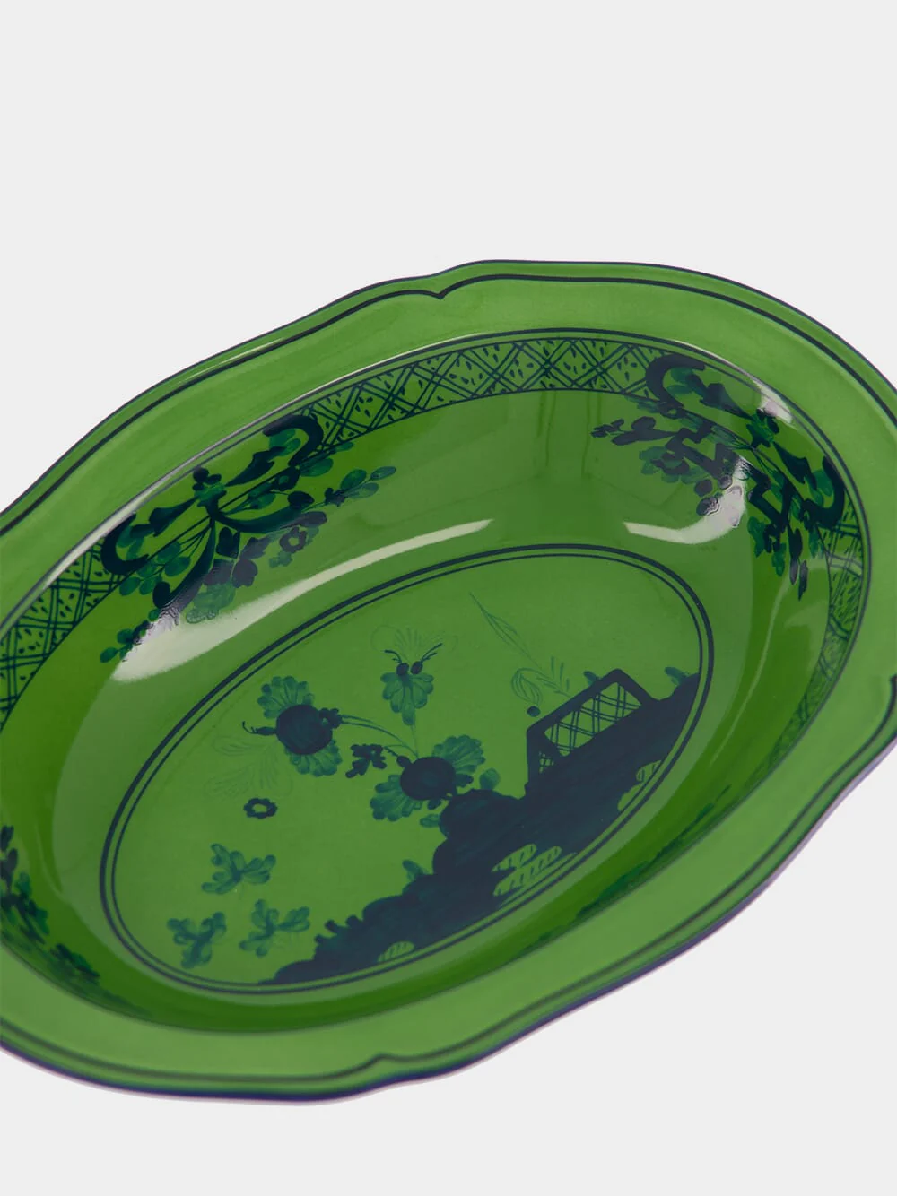 Malachite Oriente Italiano Oval Porcelain Bowl - Image 4