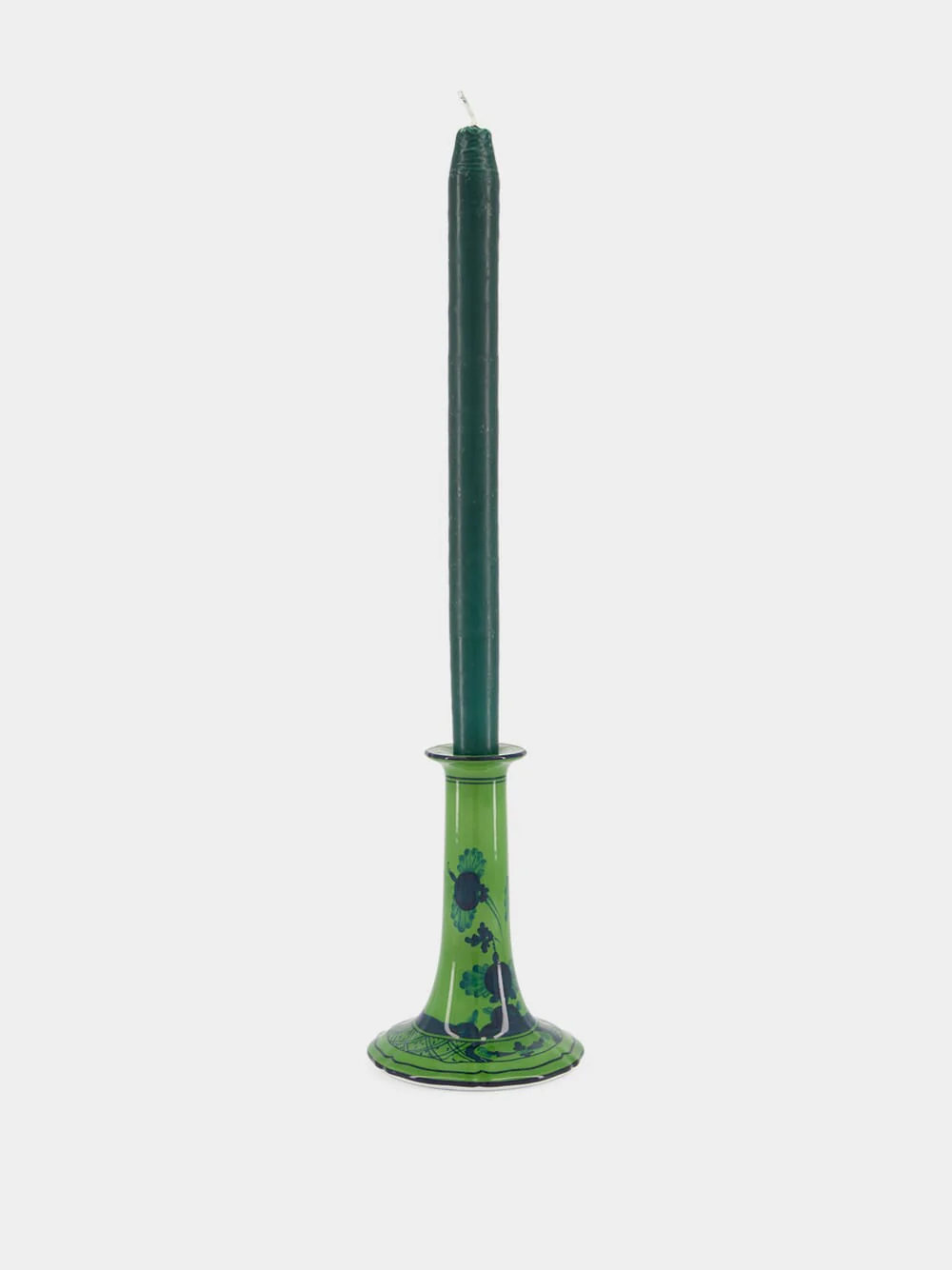 Malachite Oriente Italiano Porcelain Candleholder