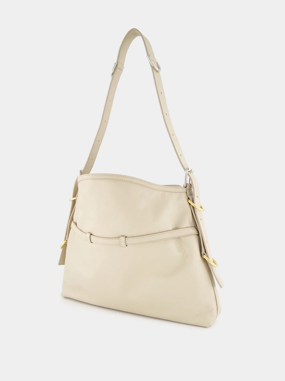 Beige Medium Voyou Leather Shoulder Bag - Image 5