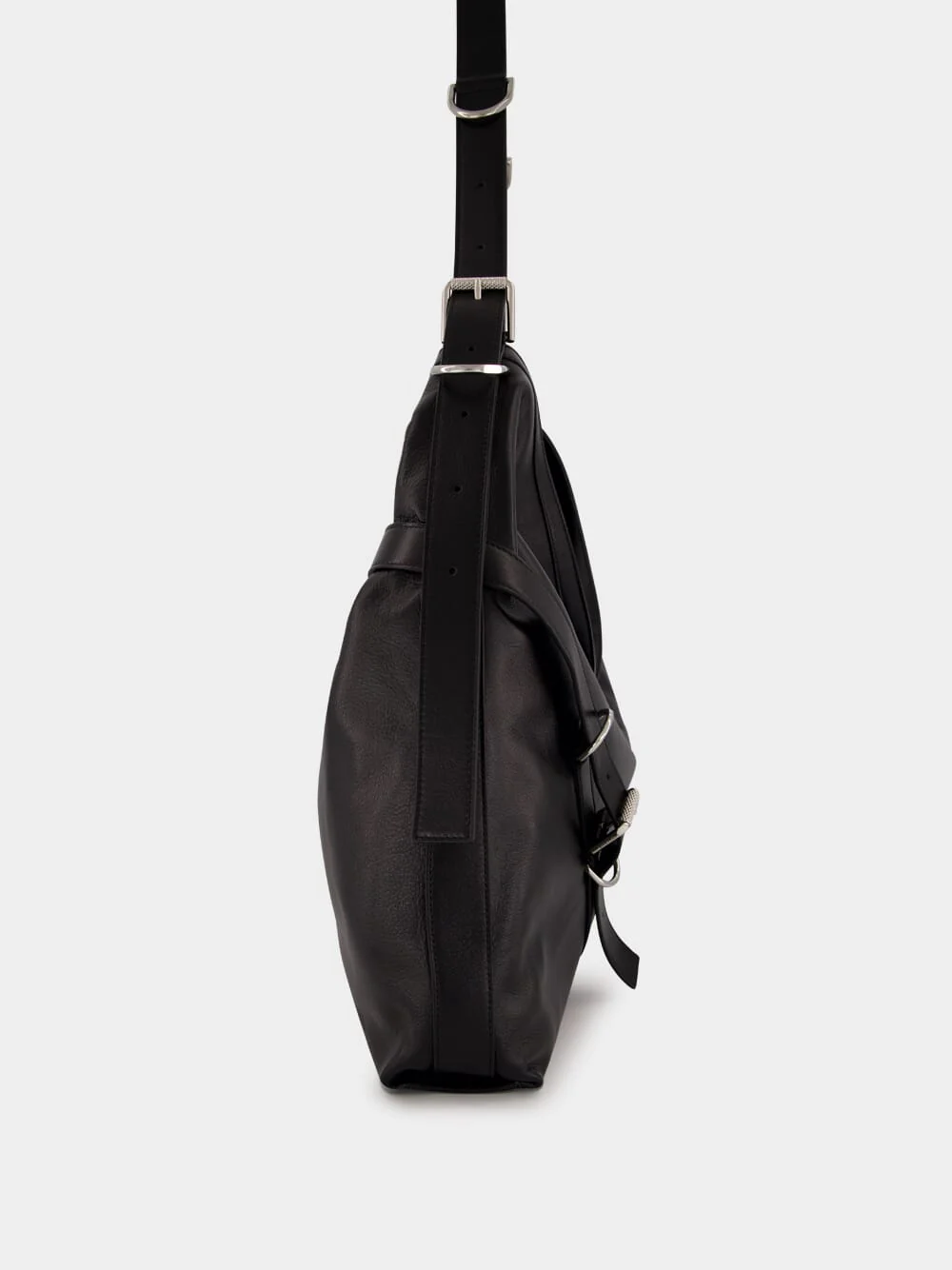 Black Large Voyou Leather Shoulder Bag - Image 3