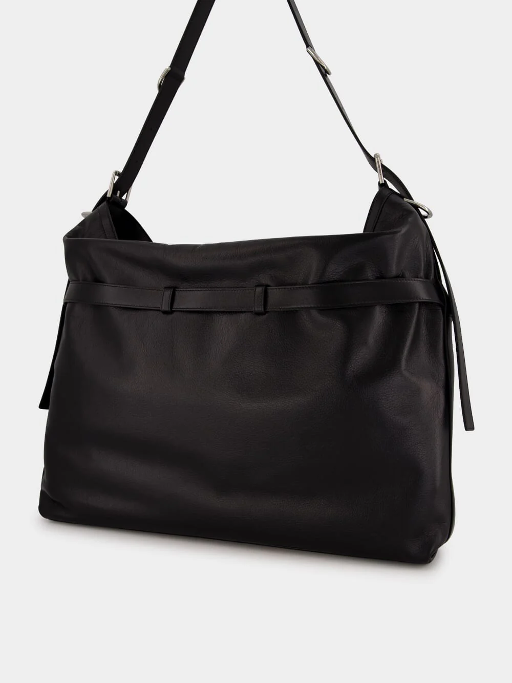 Black Large Voyou Leather Shoulder Bag - Image 4