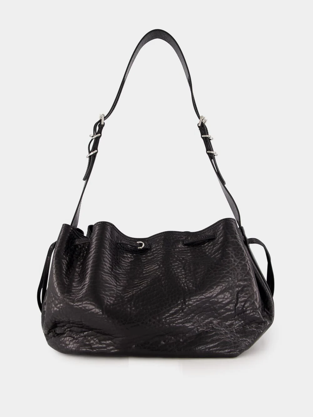 Black Crackled Patent Leather Medium Pumpkin Bag - Image 3
