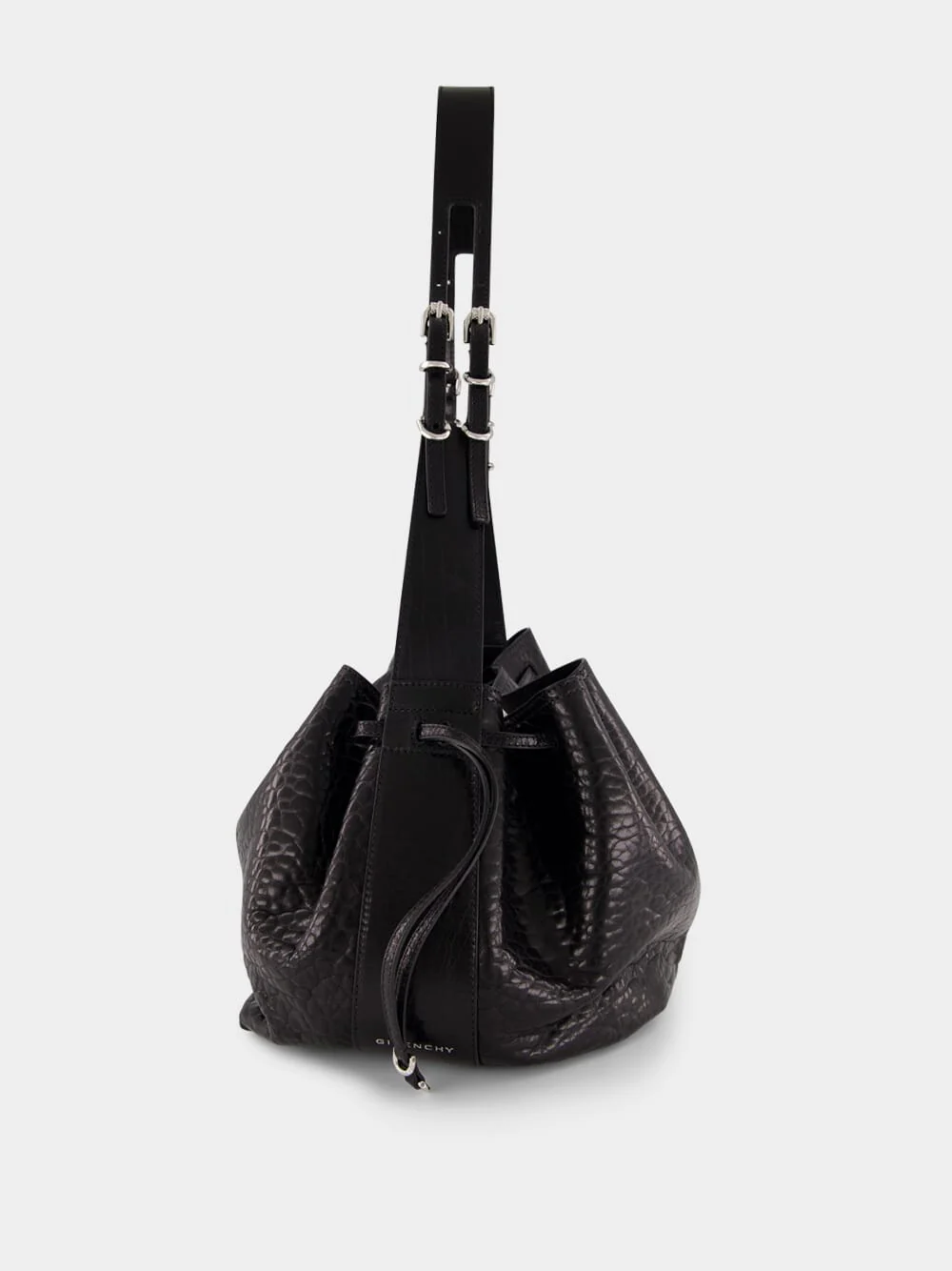 Black Crackled Patent Leather Medium Pumpkin Bag - Image 5