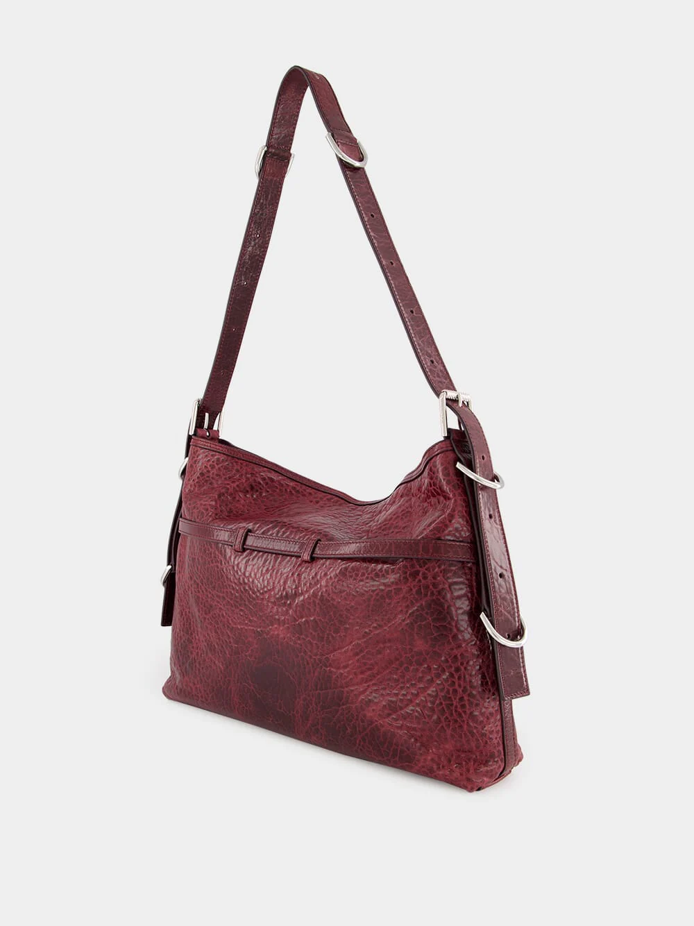 Burgundy Medium Voyou Leather Shoulder Bag - Image 5