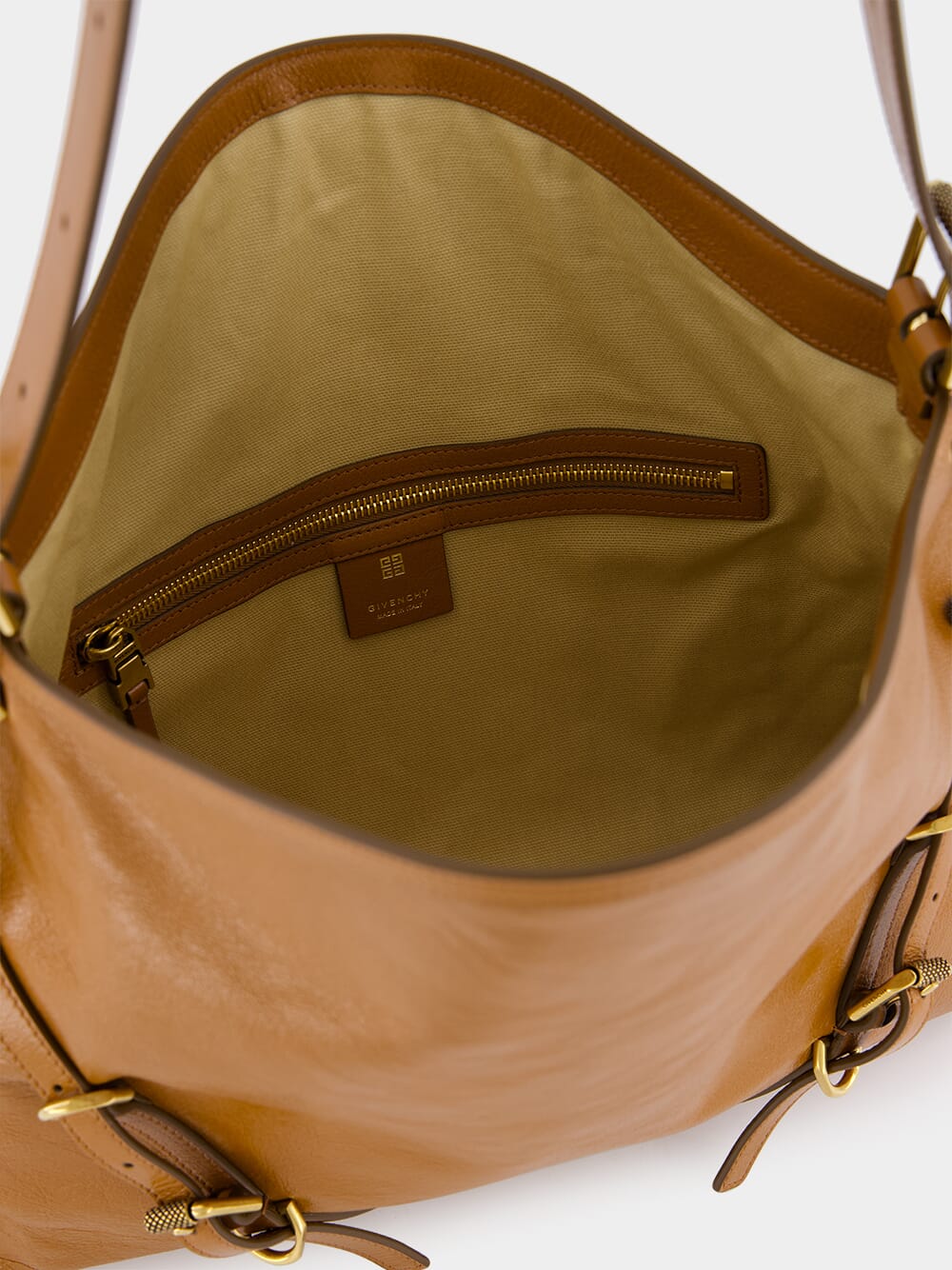 Medium Voyou Tan Leather Shoulder Bag - Image 5