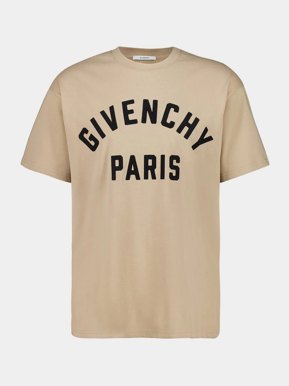 Beige T-Shirt in Cotton with Logo Embroidery