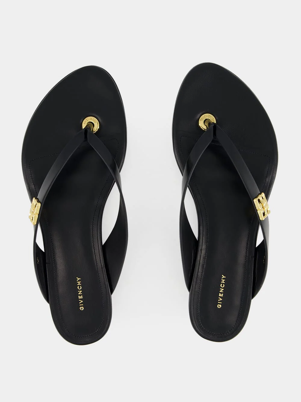 Black 4G Liquid Leather Tong Sandals - Image 10