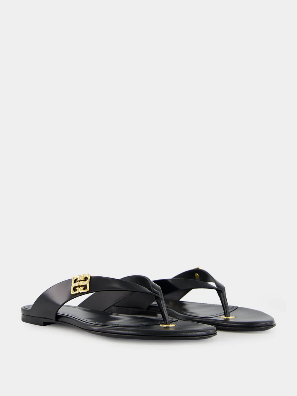 Black 4G Liquid Leather Tong Sandals - Image 3