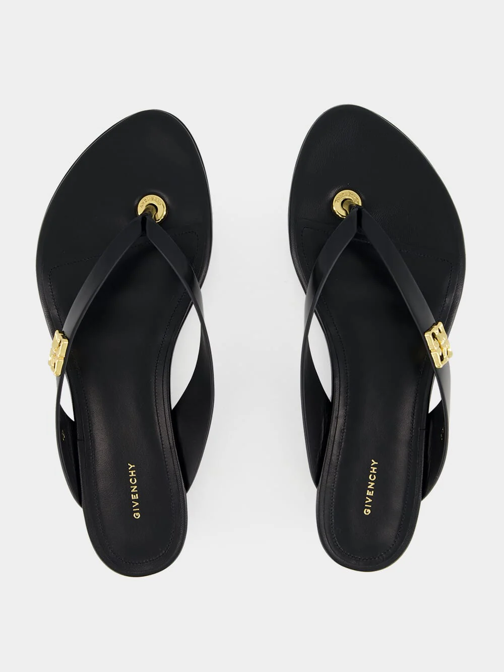 Black 4G Liquid Leather Tong Sandals - Image 4