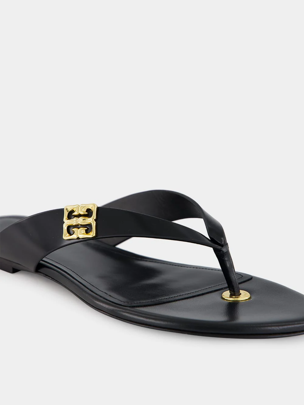 Black 4G Liquid Leather Tong Sandals - Image 6