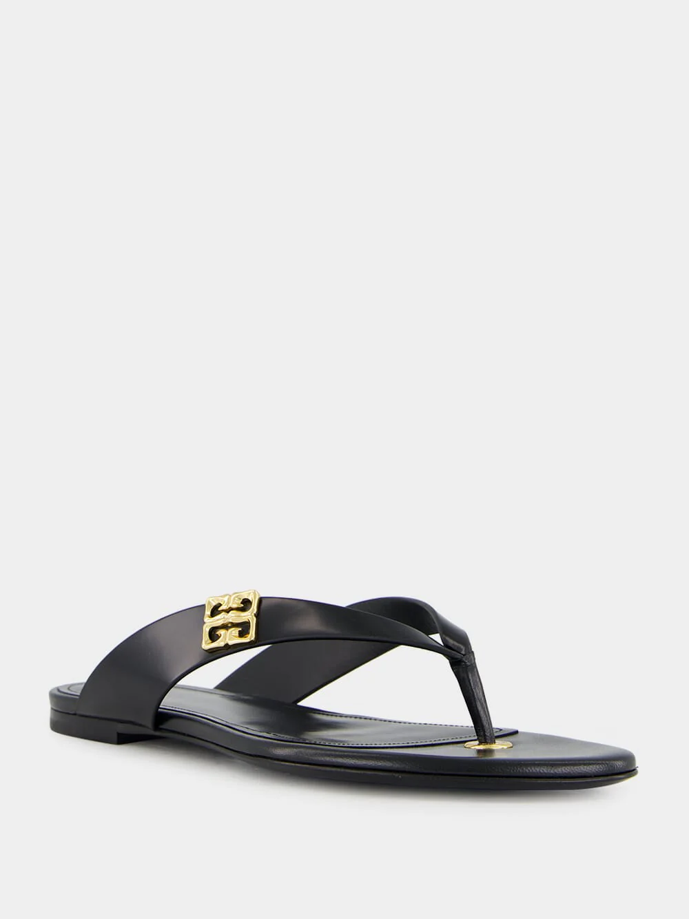 Black 4G Liquid Leather Tong Sandals - Image 8