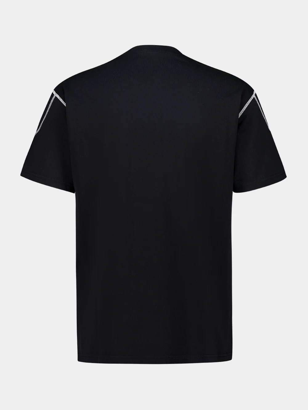 Black Cotton T-Shirt with Contrast Stitching - Image 2