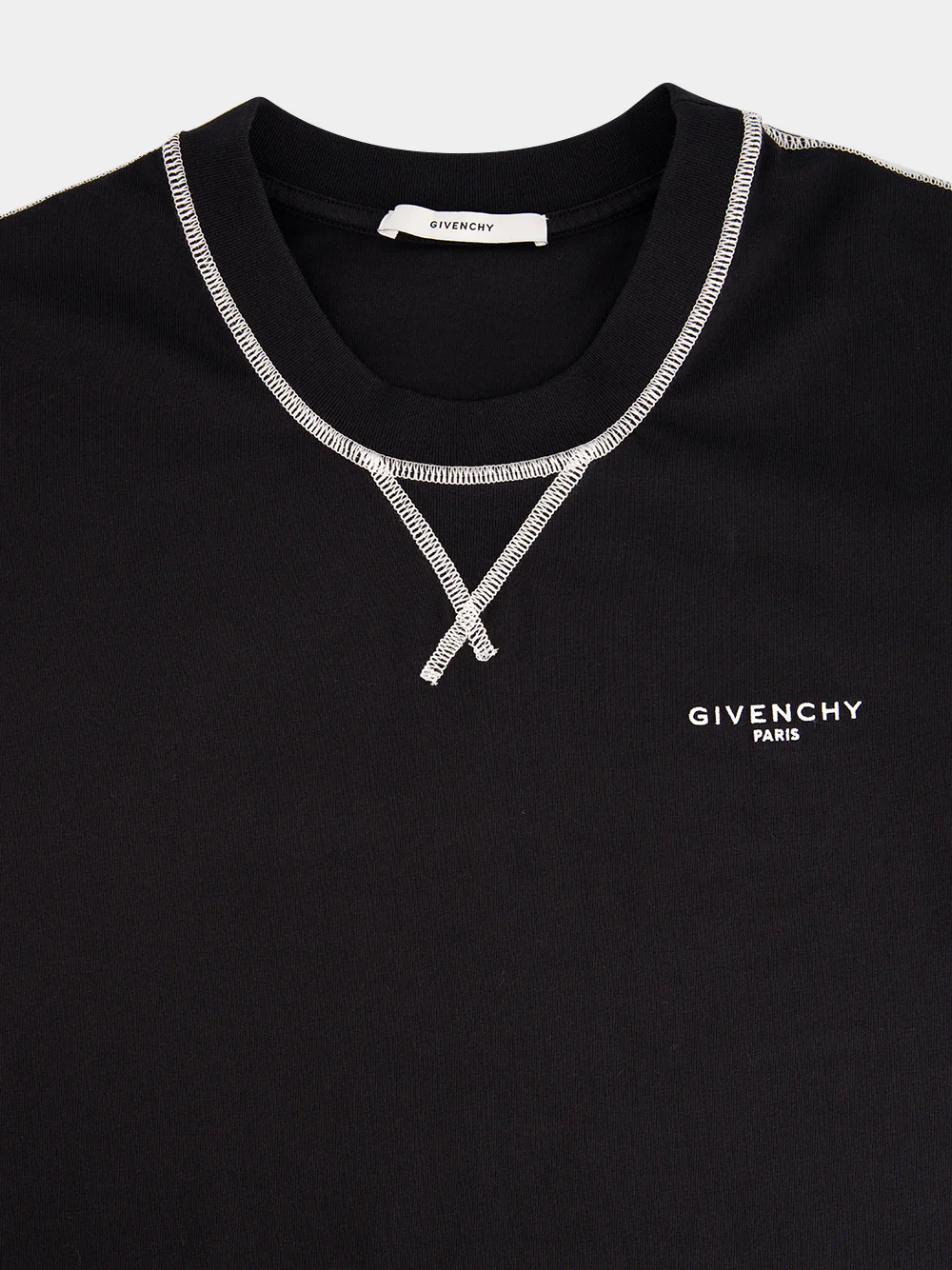 Black Cotton T-Shirt with Contrast Stitching - Image 3