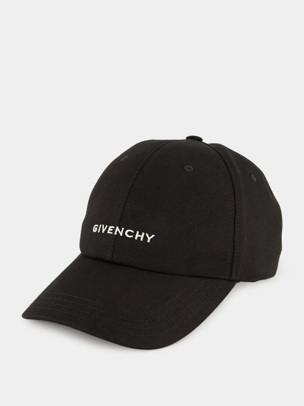Black Cotton Twill Curved Cap