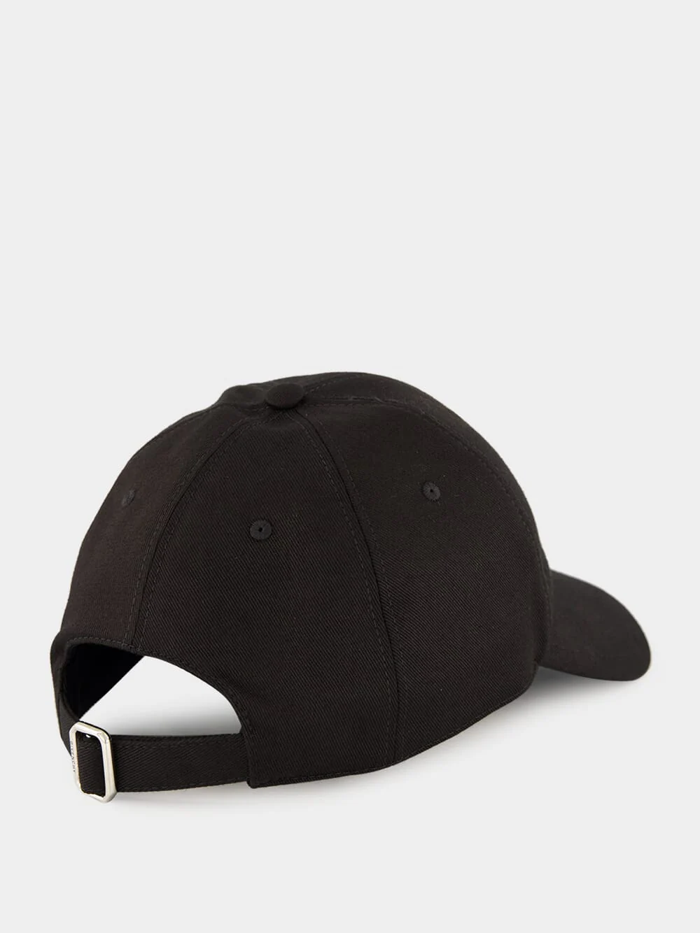 Black Cotton Twill Curved Cap - Image 2