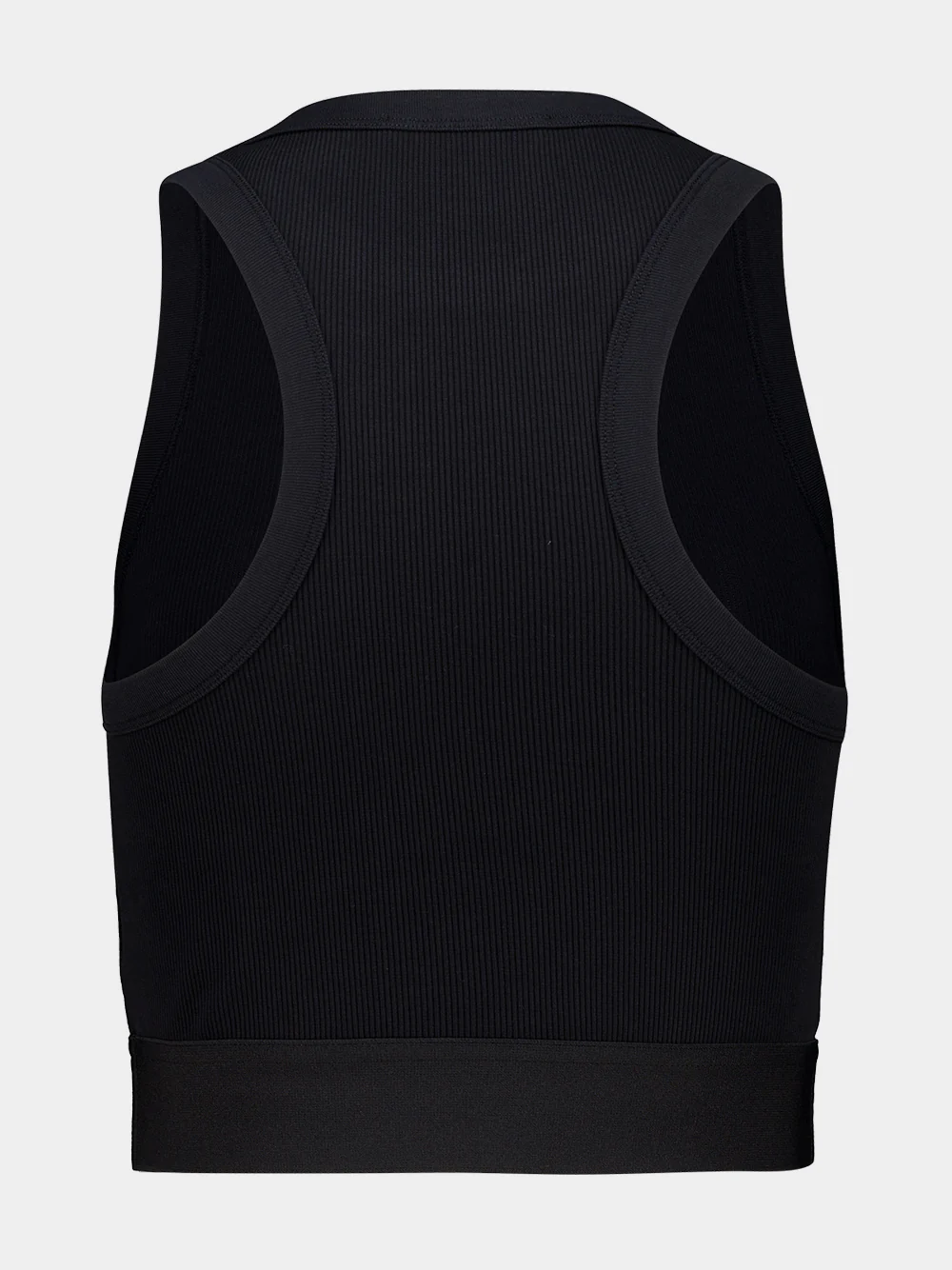 Black Cropped Cotton Tank Top with Band - Image 2