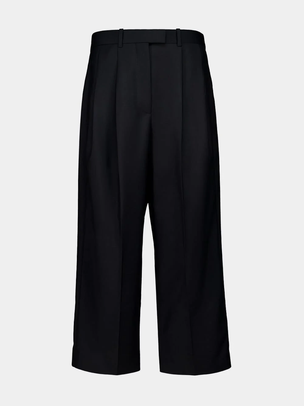 Black Cropped Double Pleat Wool and Mohair Pants - Image 2