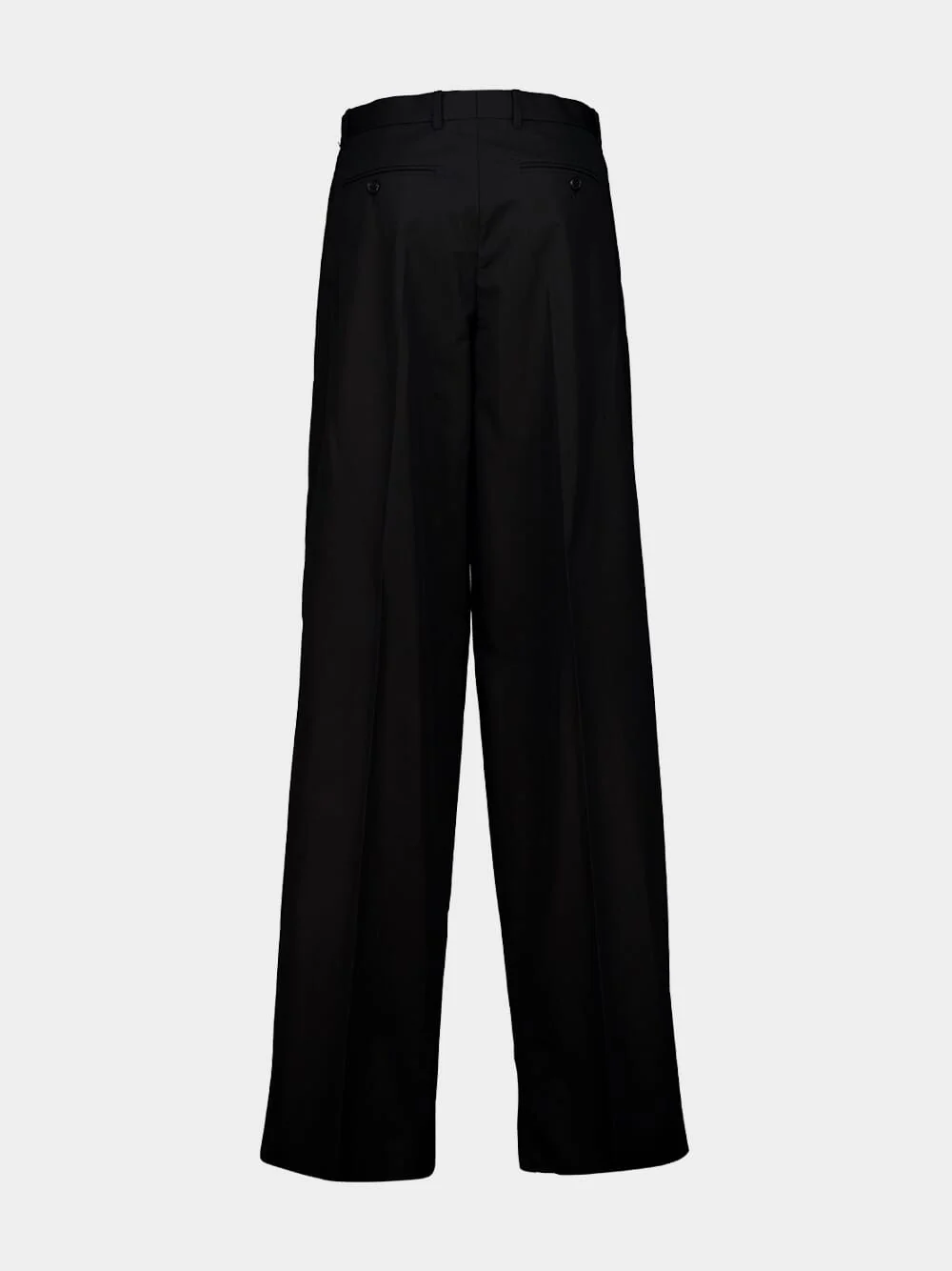 Black Double Pleat Cotton Trousers - Image 2