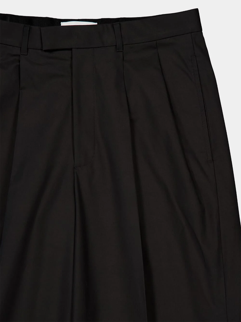 Black Double Pleat Cotton Trousers - Image 3