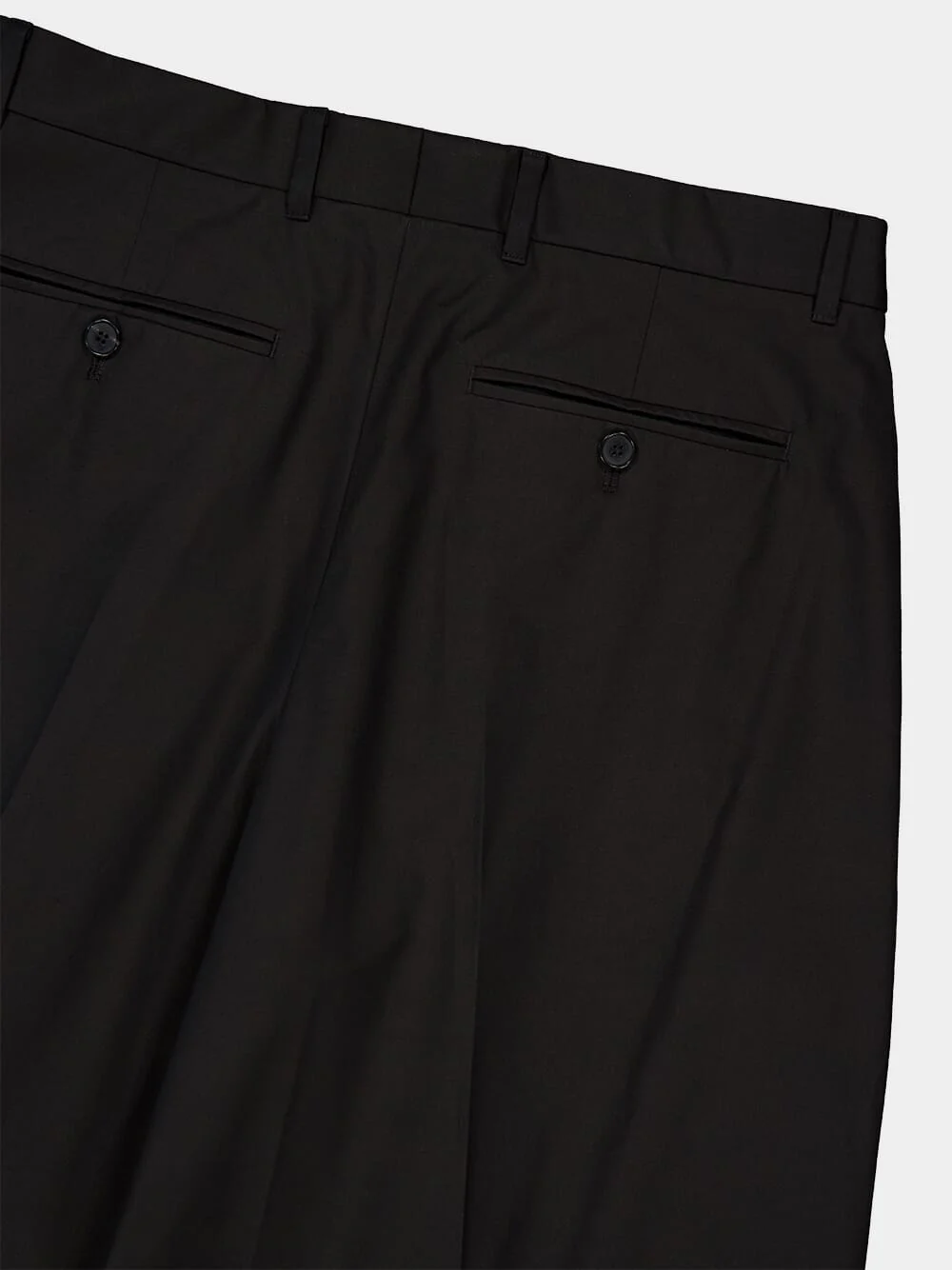 Black Double Pleat Cotton Trousers - Image 4