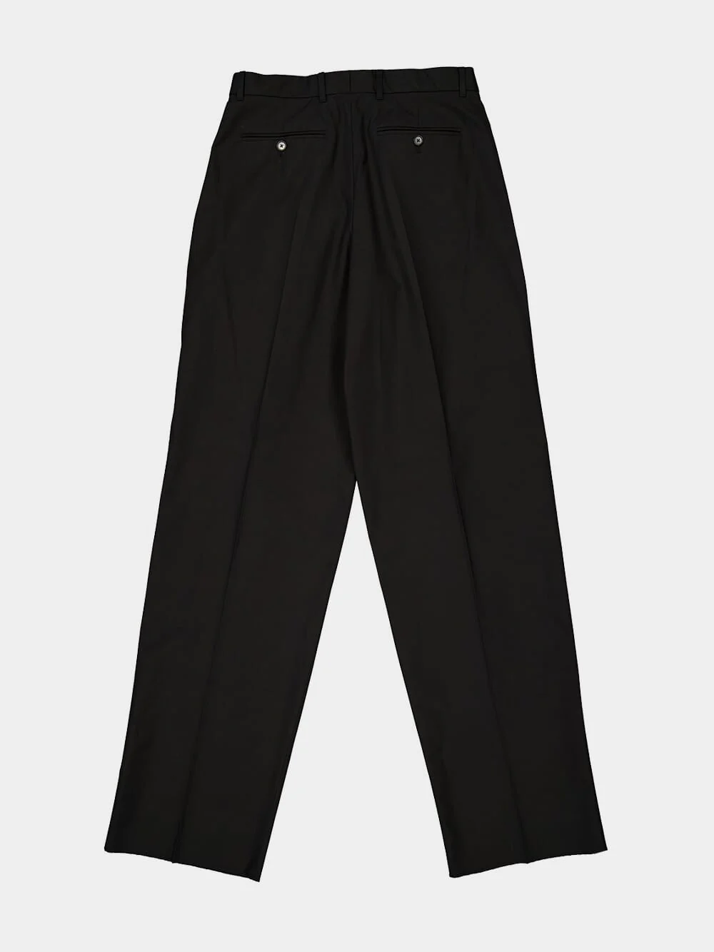Black Double Pleat Cotton Trousers - Image 6