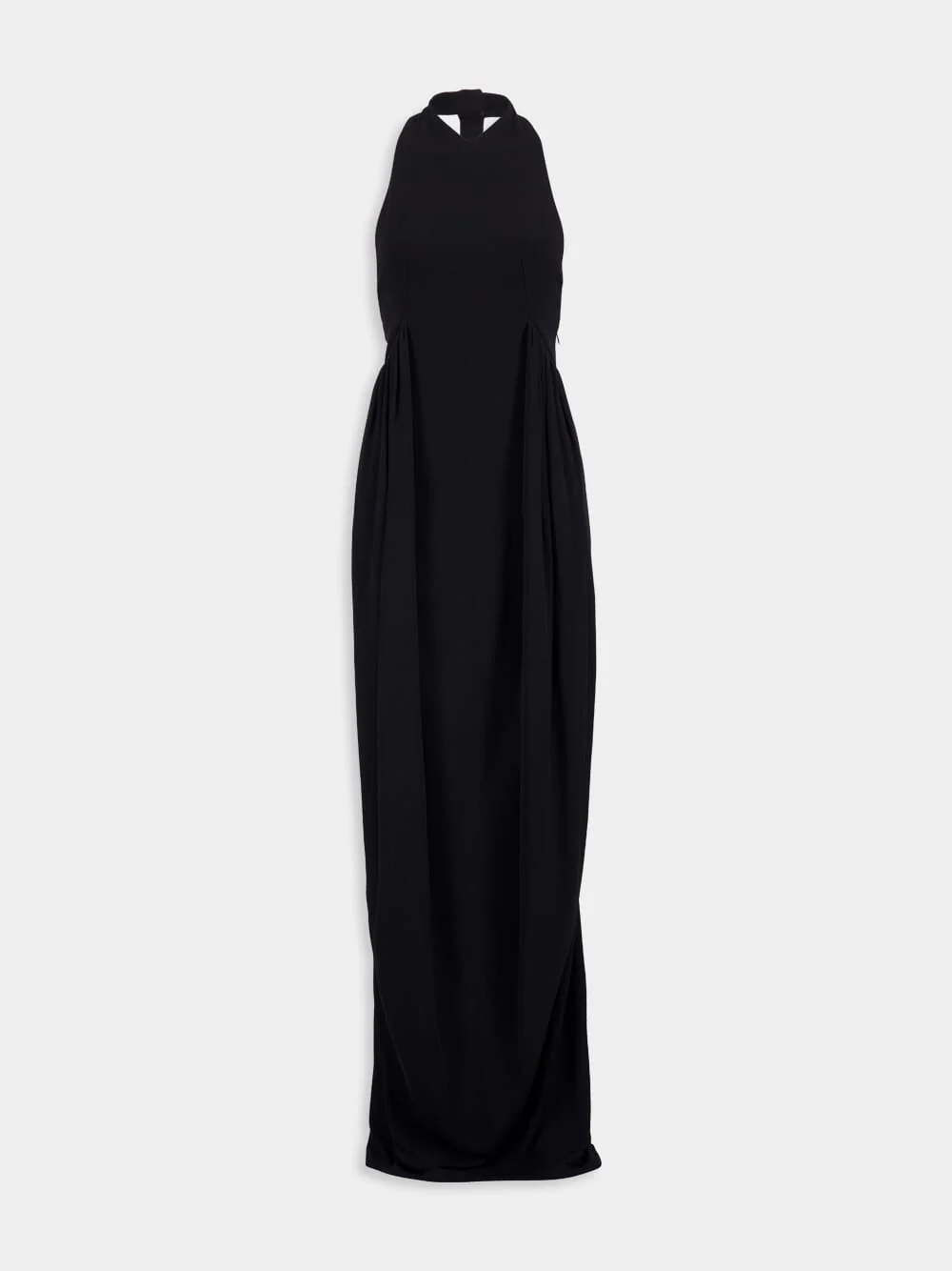 Black Halter Neck Evening Dress with 4G Button Detailing - Image 2