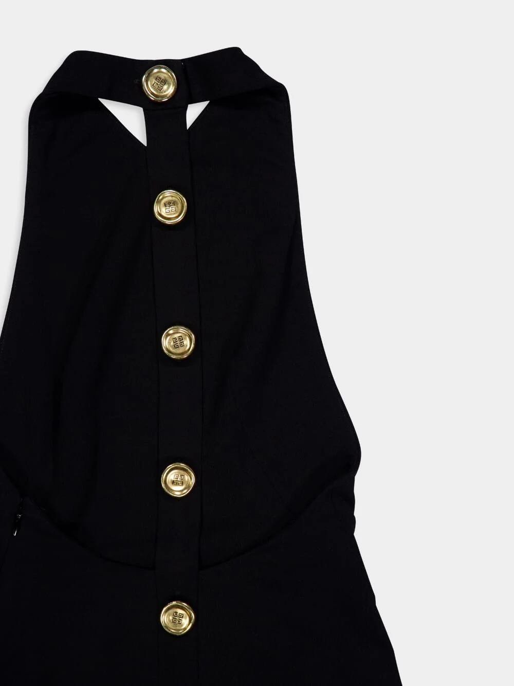 Black Halter Neck Evening Dress with 4G Button Detailing - Image 6