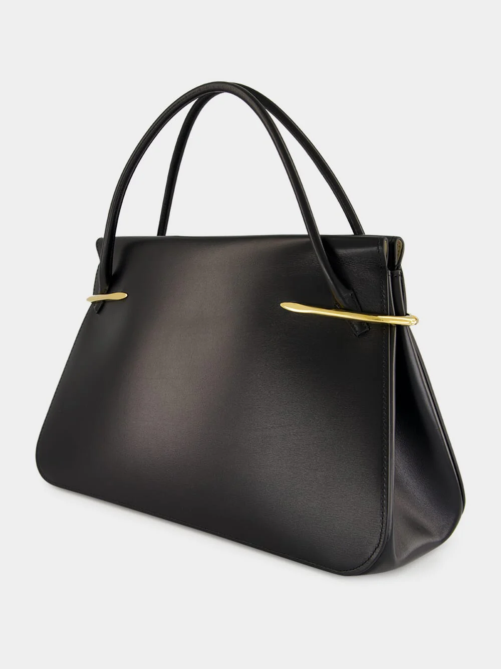 Black Large Pinch Leather Handbag - Image 5